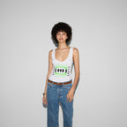 GUCCI RIB COTTON TANK TOP WITH GUCCI PRINT