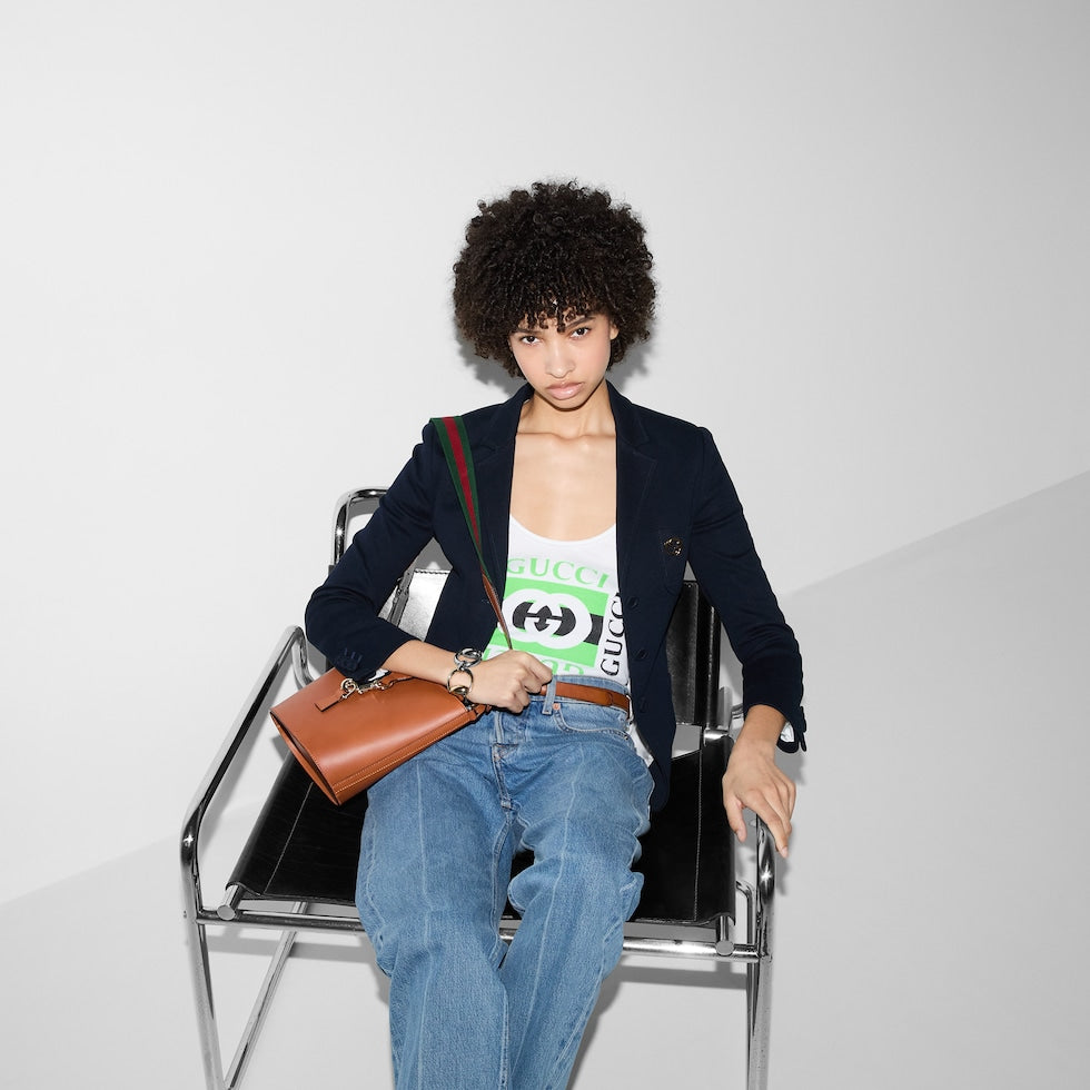 GUCCI RIB COTTON TANK TOP WITH GUCCI PRINT