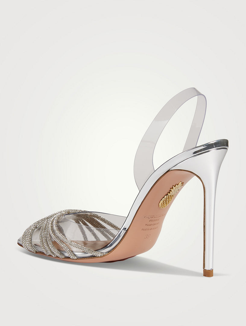 AQUAZZURA
Gatsby Embellished PVC Slingback Pumps
