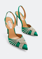 АКВАЦЦУРА
 Туфли-лодочки Gatsby 105 из атласа с открытой пяткой, украшенные кристаллами