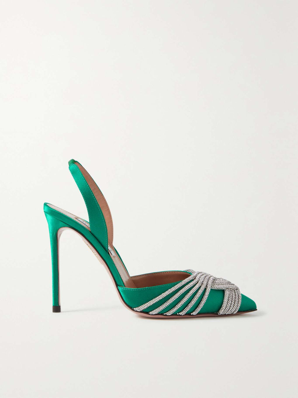 АКВАЦЦУРА
 Туфли-лодочки Gatsby 105 из атласа с открытой пяткой, украшенные кристаллами