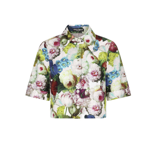 DOLCE & GABBANA
COTTON POPLIN SHIRT WITH NIGHT FLOWER PRINT