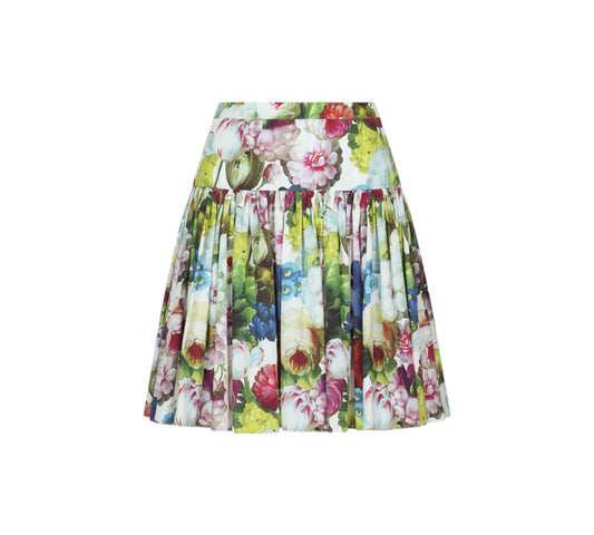 Dolce&Gabbana
Printed pleated cotton poplin mini skirt