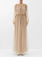 VALENTINO GARAVANI  
Embroidered Tulle Gown - Gold dress