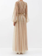 VALENTINO GARAVANI  
Embroidered Tulle Gown - Gold dress