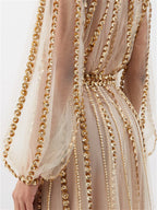 VALENTINO GARAVANI  
Embroidered Tulle Gown - Gold dress