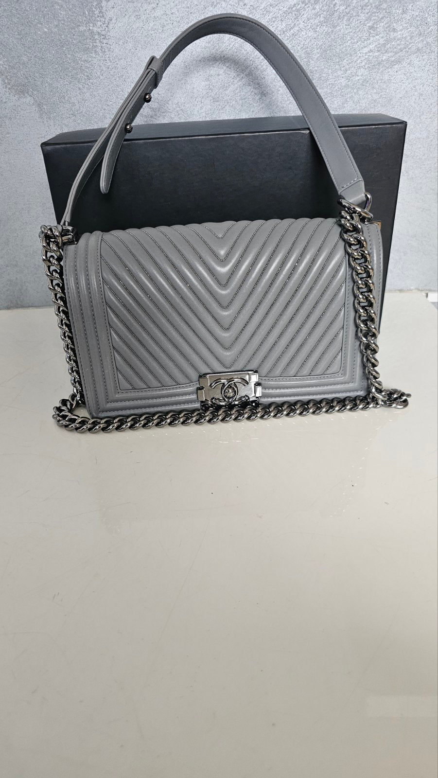 CHANEL Gray Le Boy bag