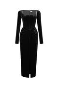 LOBBSTER BLACK VELVET DRAPED DRESS